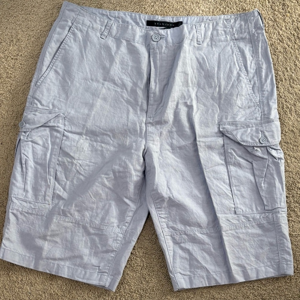 Sean John Sky Blue Cargo Bermuda Shorts
